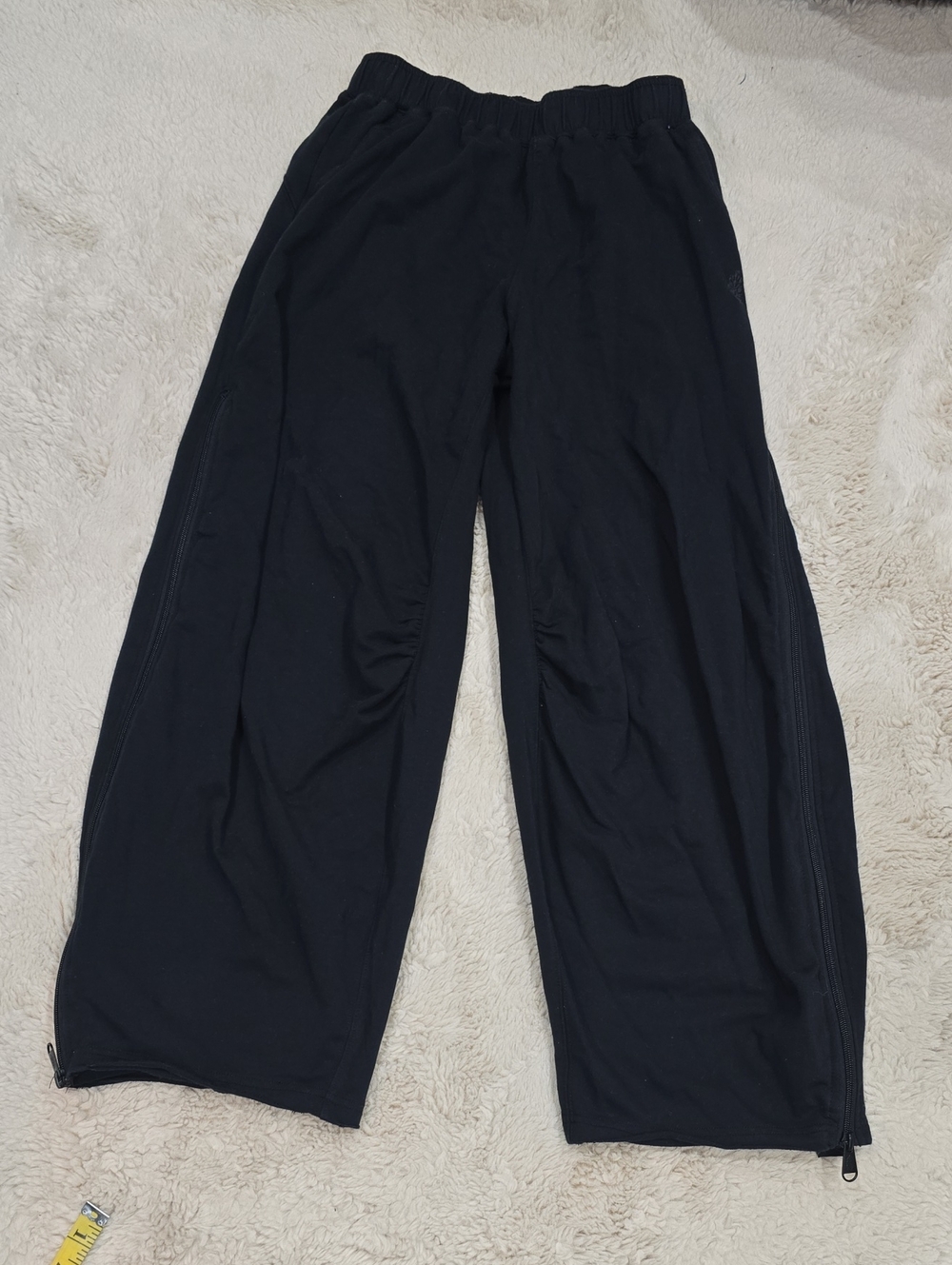 Free People Black Wide-Leg Jogger Pants with Hem Zippers
